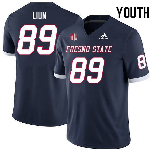 Youth #89 Brock Lium Fresno State Bulldogs College Football Jerseys Stitched Sale-Navy